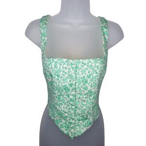 Zara Poplin Corset Top Medium Ditsy Floral Cottagecore Regency Squareneck Fairy